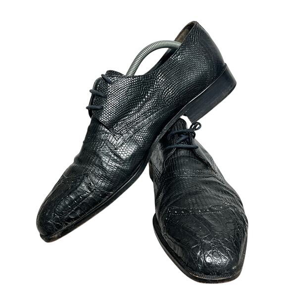 David Eden Genuine Crocodile Lizard Skin Oxford Mens 11 Shoes VERO CUDIO ITALY main image 4